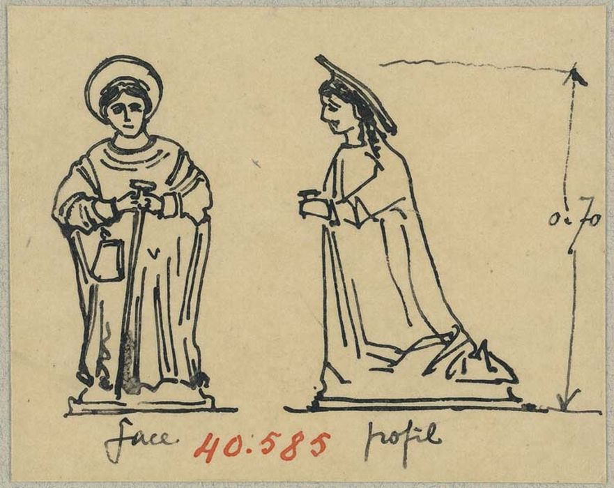 statue : sainte Loubette (dessin : encre sur papier)