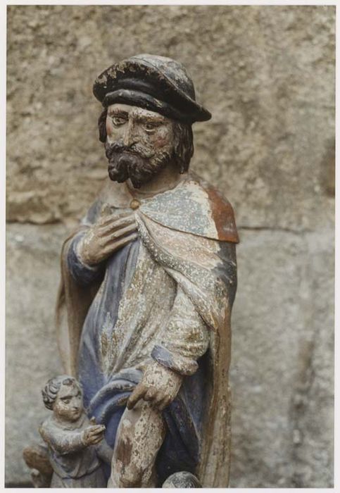 statuette : saint Roch, vue partielle