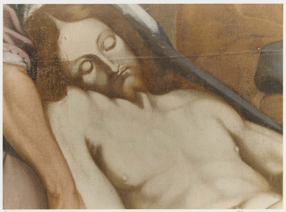 tableau : le Portement du Christ mort, détaill visage du Christ