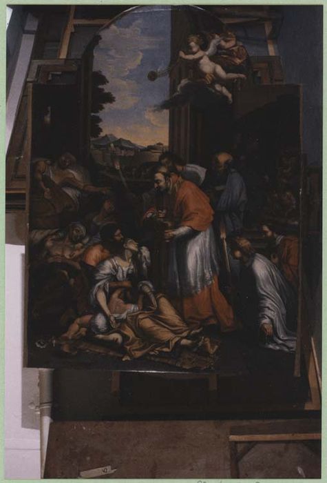 tableau, cadre : Saint Charles Borromée et les pestiférés de Milan