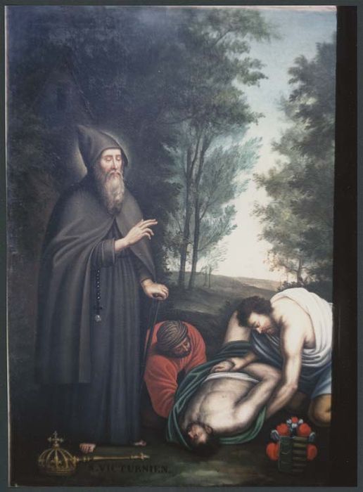 tableau : saint Victurnien guérissant un épileptique (ensemble de 2 tableaux en pendant)