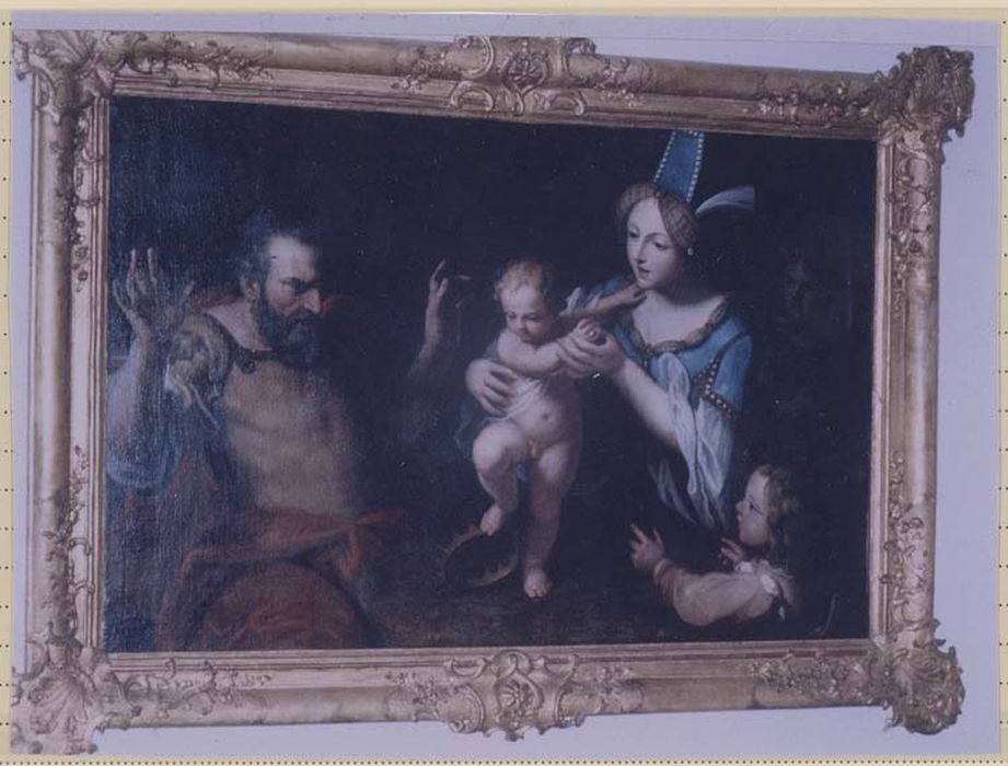 tableau : Moïse enfant fait en jouant tomber la couronne de Pharaon