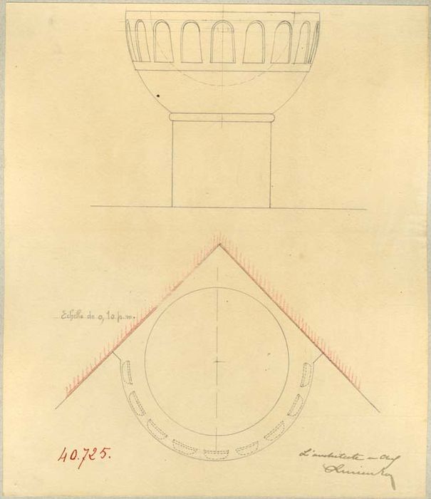 fonts baptismaux (dessin : encre sur papier)