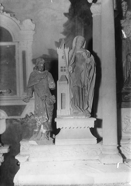 statues : Saint Joseph (?), sainte Barbe, vue générale