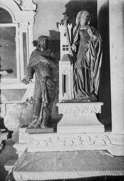 statues : Saint Joseph (?), sainte Barbe, vue générale