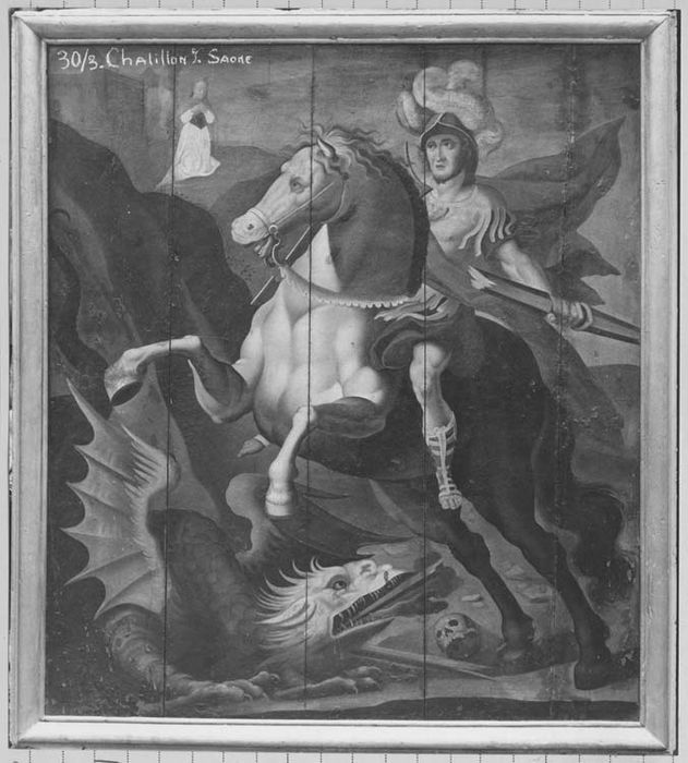 pièce murale : Saint Georges terrassant le dragon (autel secondaire dit autel mineur)