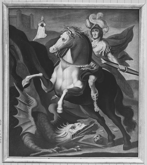 pièce murale : Saint Georges terrassant le dragon (autel secondaire dit autel mineur)