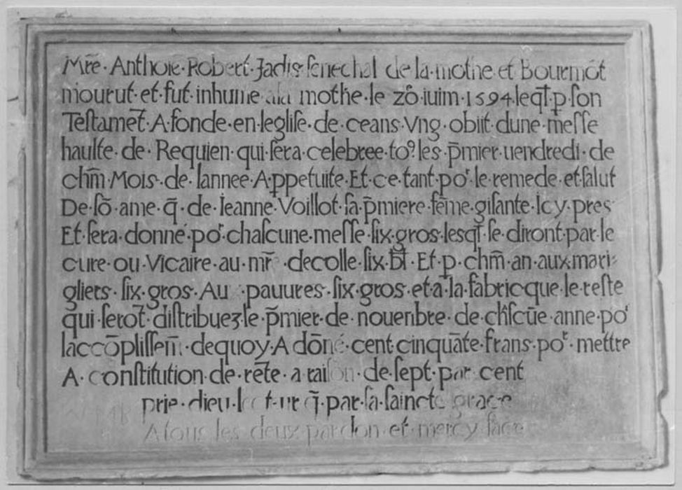 plaque commémorative (pierre de fondation) - © Ministère de la Culture (France), Médiathèque du patrimoine et de la photographie, diffusion RMN-GP