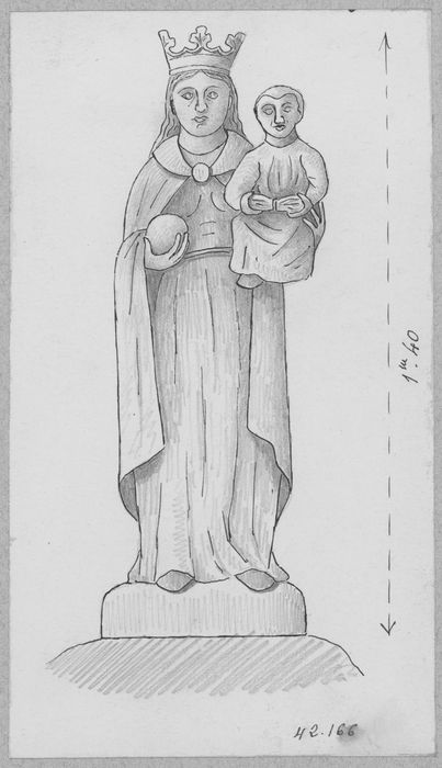 statue : Vierge à l'Enfant (dessin)