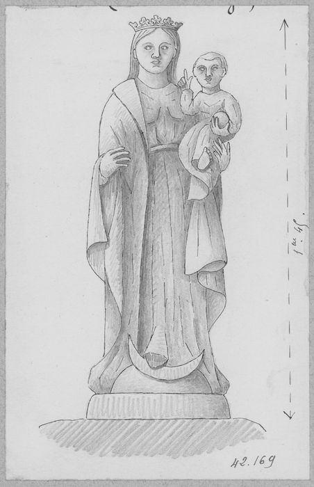 statue : Vierge à l'Enfant (dessin)