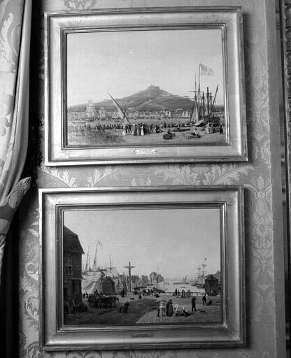 Peintures sur toile : Le port de Marseille - le port de Honfleur (faisant partie d'un ensemble de 24 petits tableaux de vues des ports de France)