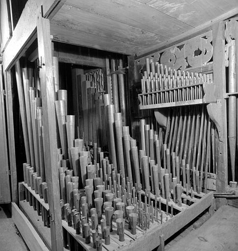 Orgue : Tuyauterie du grand orgue et positif intérieur, registre