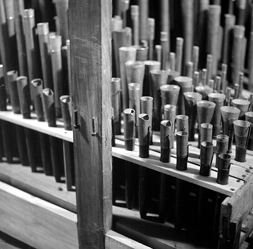 Orgue : Tuyauterie du grand orgue et positif, détails