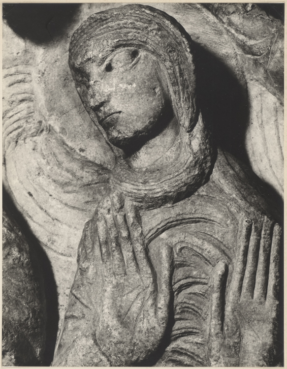 Tympan : la Résurrection, l'Assomption de la Vierge, le Christ en majesté ; Pierre ; Détail de l’Assomption