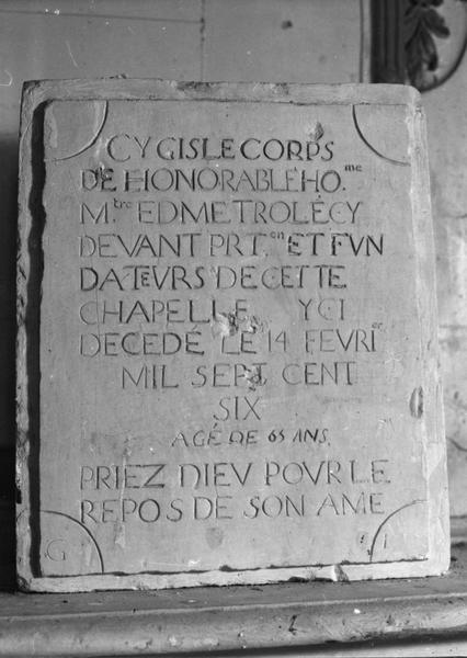 plaque funéraire d'Edme Trolé