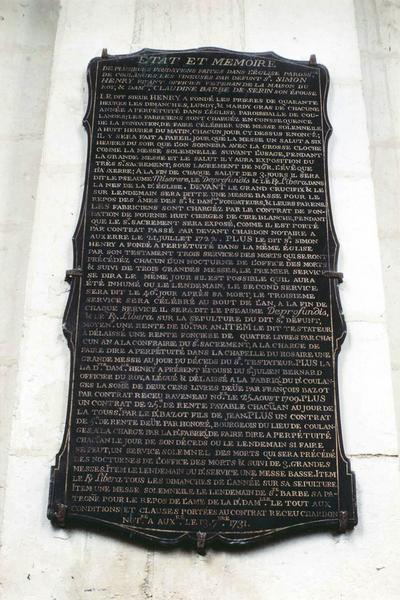 plaque funéraire de Simon Henry et Claudine-Barbe Serin - © Ministère de la Culture (France), Médiathèque du patrimoine et de la photographie (objets mobiliers), tous droits réservés