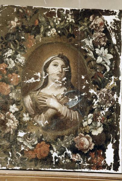 tableau : Vierge entourée d'une couronne de fleurs - © Ministère de la Culture (France), Médiathèque du patrimoine et de la photographie (objets mobiliers), tous droits réservés