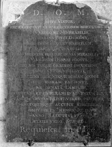 plaque funéraire de Catherine Petit-Dumeny