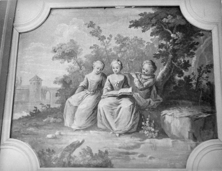 tableau : Le Repas champêtre, La Leçon de musique, Danse villageoise, La Baignade