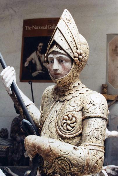 groupe sculpté : saint Maurice, détail du visage