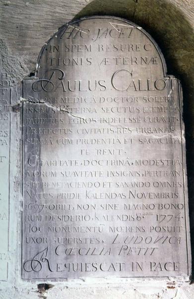 Plaque commémorative à la mémoire de Paul Callot