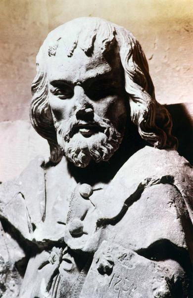 statue : saint Jacques, détail du visage