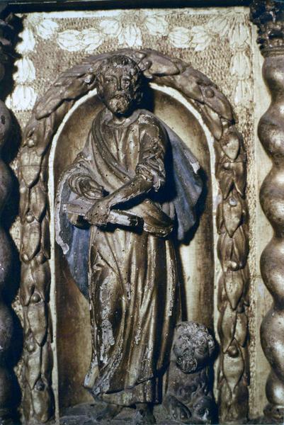 autel, tabernacle, statuette : saint Marc, saint Luc (maître-autel), détail d'une statuette de saint Marc