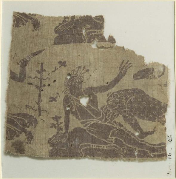 tissu (fragment) : scène dyonisiaque, détail