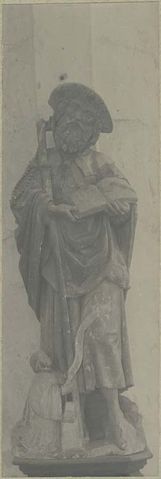 groupe sculpté : Saint Jacques et un donateur