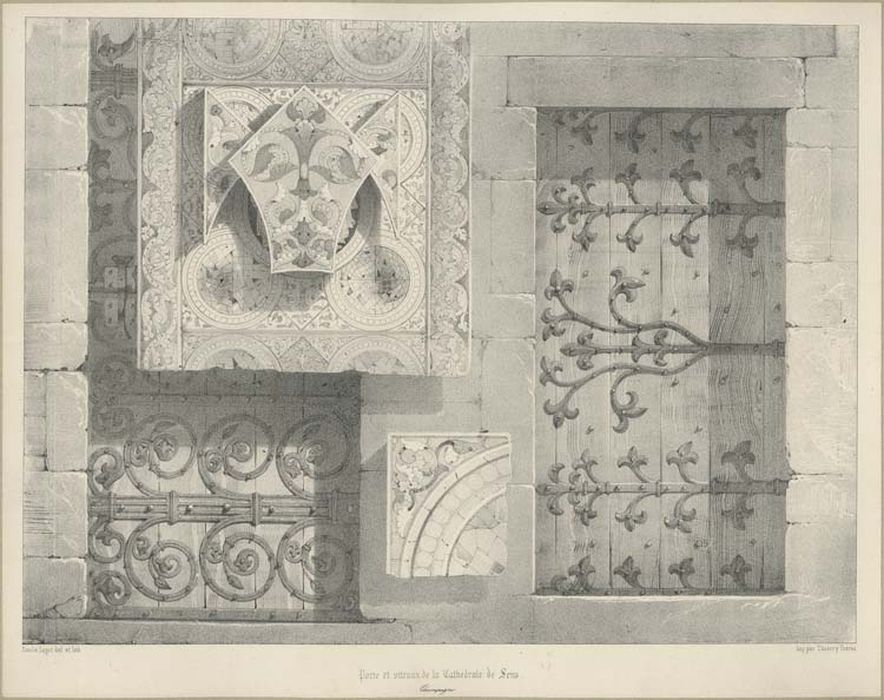 grilles et porte provenant de la clôture du choeur de la cathédrale