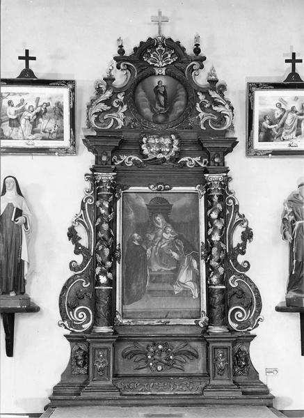 retable architecturé du maître-autel, du Rosaire, vue générale