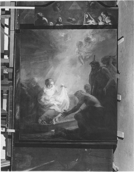 lambris de revêtement style Louis XV, 4 tableaux : détail, la Nativité 