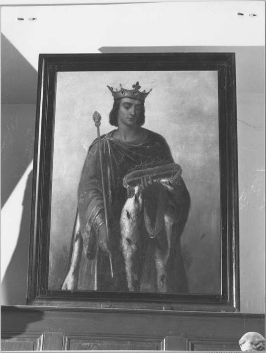 tableau : Saint Louis avec couronne d'épines sur un coussin
