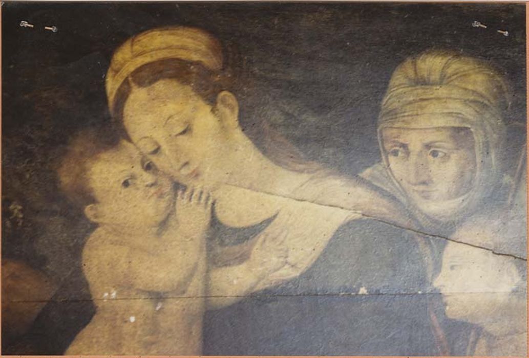 tableau : Sainte Famille plan serré sur Maris et Jésus