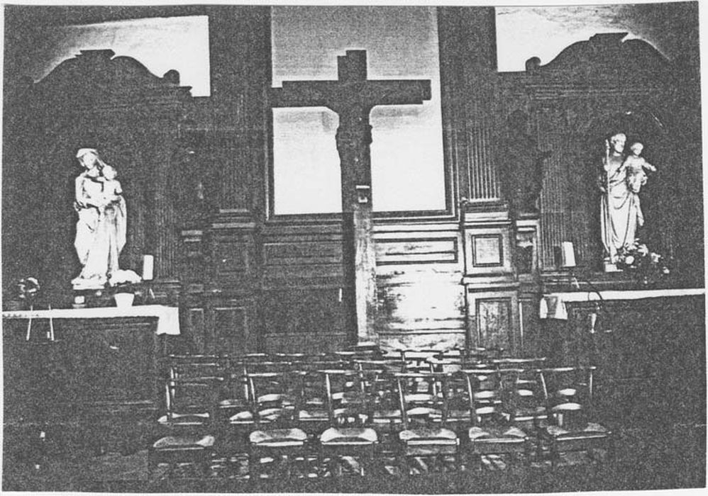 Retables accolés du maître-autel et des deux autels latéraux, 3 statues : la Vierge, saint Joseph