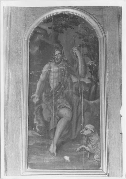 boiseries du choeur, panneau peint : Saint Jean-Baptiste 