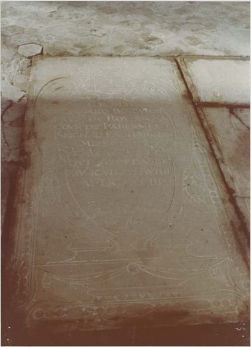 pierre tombale et épitaphe d'Edouard Bougnier, mort en 1643