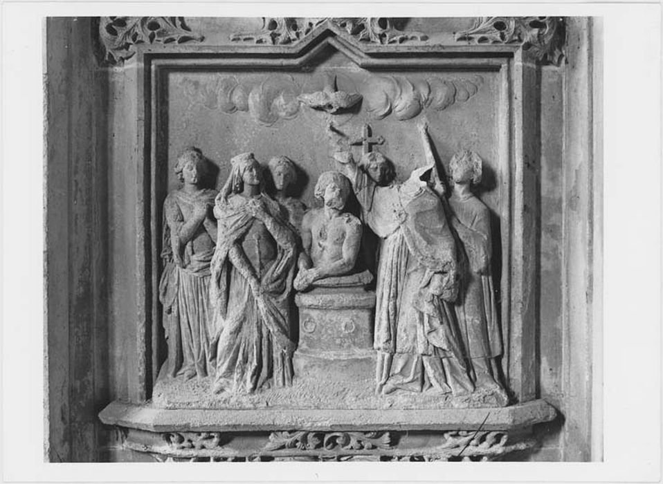 Bas-relief composé de 3 scènes de baptême