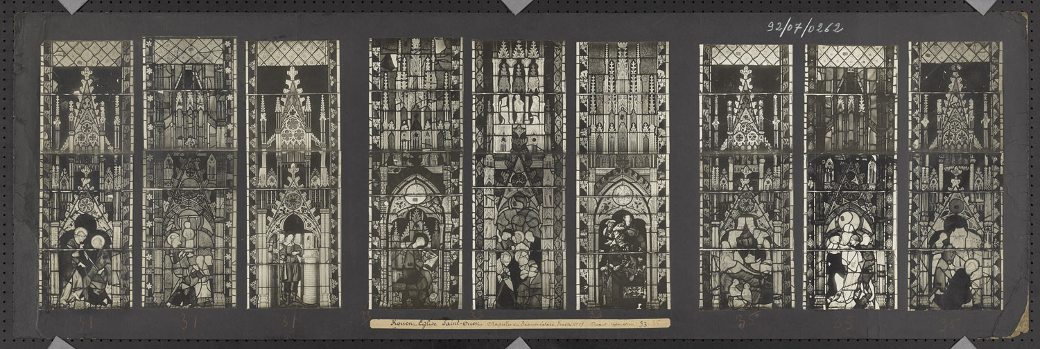 Chapelles du déambulatoire, fenêtre 17, baies 31, 33, 35, avant réparation