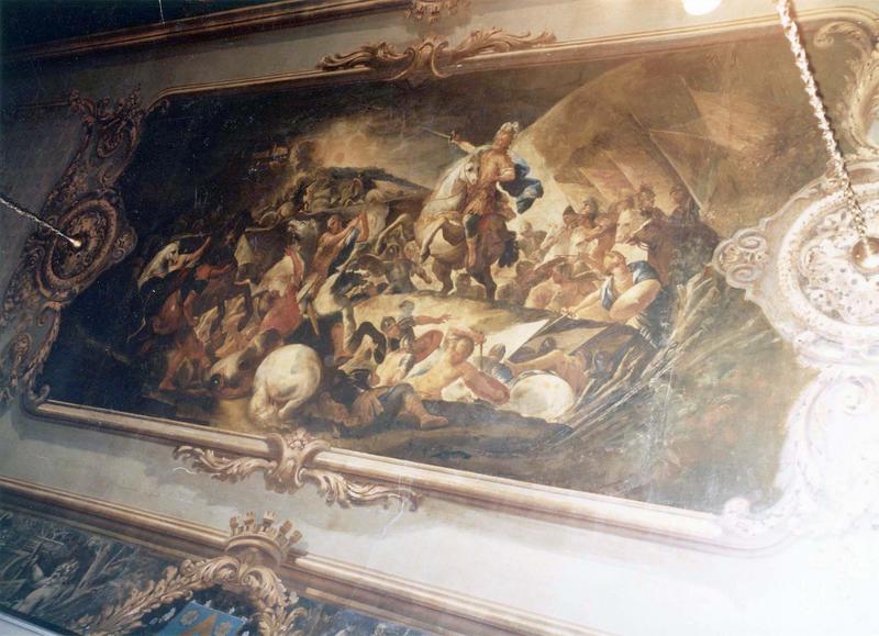 décor de la salle des commissions, détail du plafond : Josué arrêtant le soleil