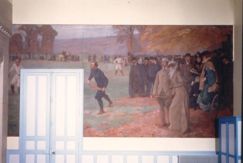 peinture monumentale (peinture murale) : Match de rugby de l'équipe de Lakanal