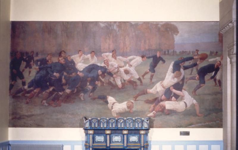 peinture monumentale (peinture murale) : Match de rugby de l'équipe de Lakanal