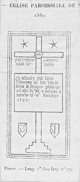 relevé de la dalle funéraire de Louise de Launay