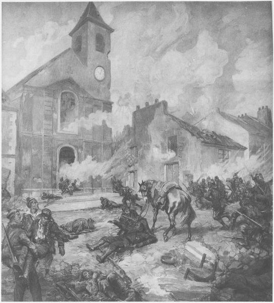 tableau : Les Combats du Bourget en 1870, vue générale