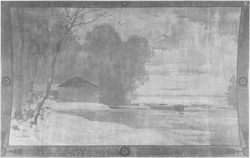 Plafond : caisson peint (Noisy en hiver vers le Canal de l'Ourcq)