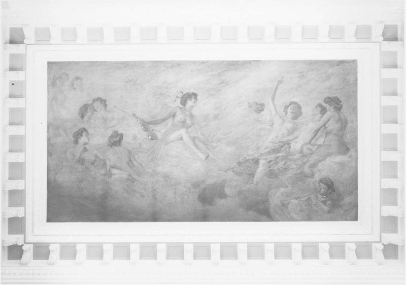 plafond : caisson peint (La Musique), vue générale