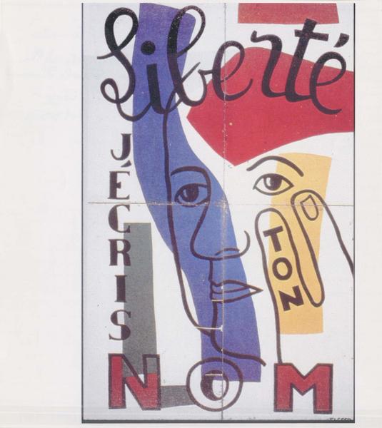 tableau : Visage de Paul Eluard avec l'inscription 'J'écris ton nom liberté' (Le), vue générale