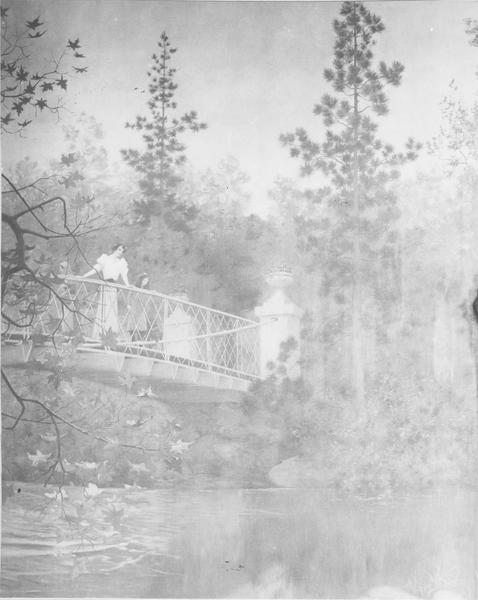 tableau : passerelle entre les îles du lac Daumesnil, vue générale