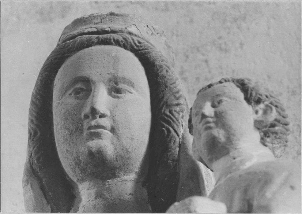 statue : Vierge à l'Enfant, détail (têtes)