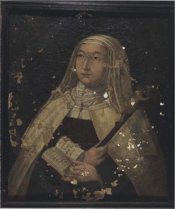 tableau : Marie de l'Incarnation en prière, avec un crucifix et un livre - © Ministère de la Culture (France), Médiathèque du patrimoine et de la photographie, diffusion RMN-GP